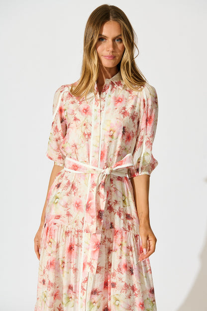 Mackenzie Maxi Shirt Dress in Blush Floral
