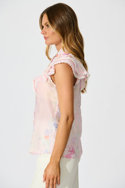 Conessa Top in Light Pink Floral