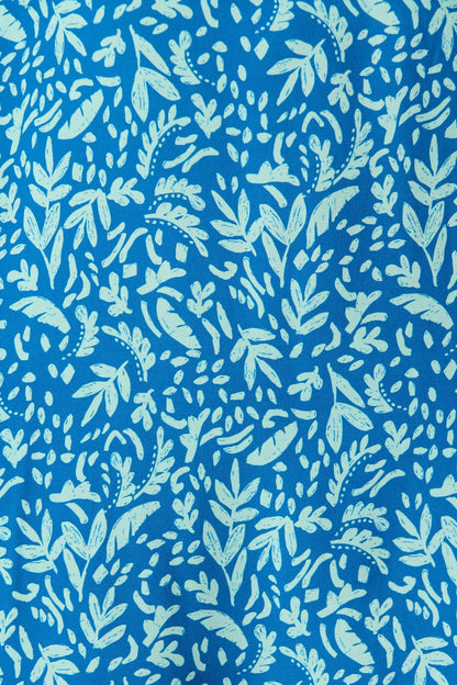 Umina Shift Dress In Blue Leaf Border Print