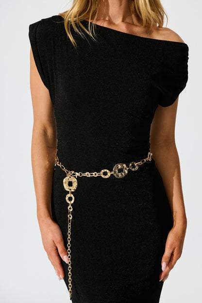 Tatiana Chain Belt in Gold Textured