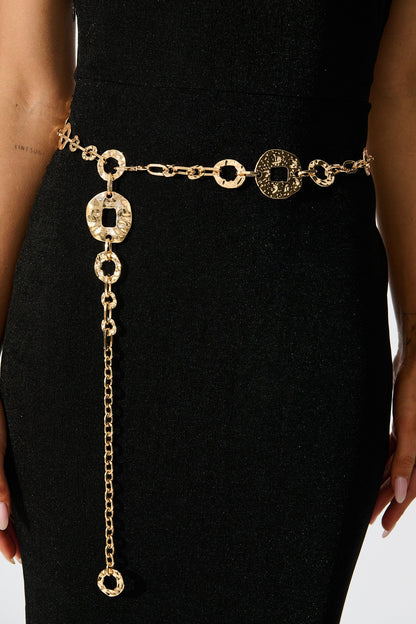 Tatiana Chain Belt in Gold Textured