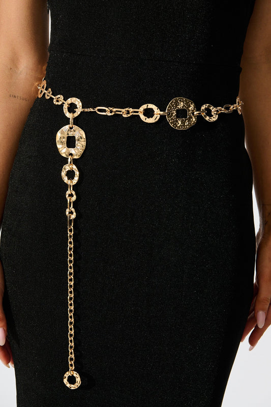 Tatiana Chain Belt in Gold Textured