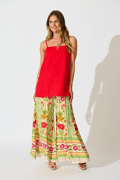 Tutti Fruitti Cami Top in Red Linen Blend