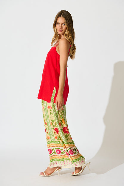 Tutti Fruitti Cami Top in Red Linen Blend