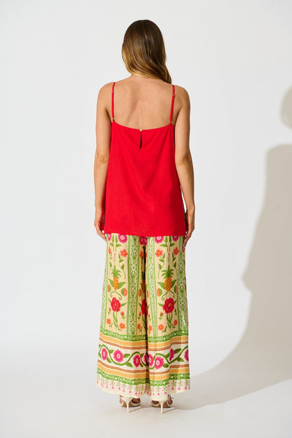 Tutti Fruitti Cami Top in Red Linen Blend