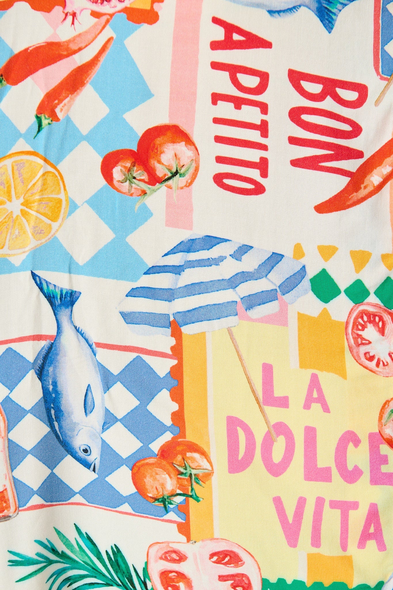 Annelie Top in White Multi Conversational Print