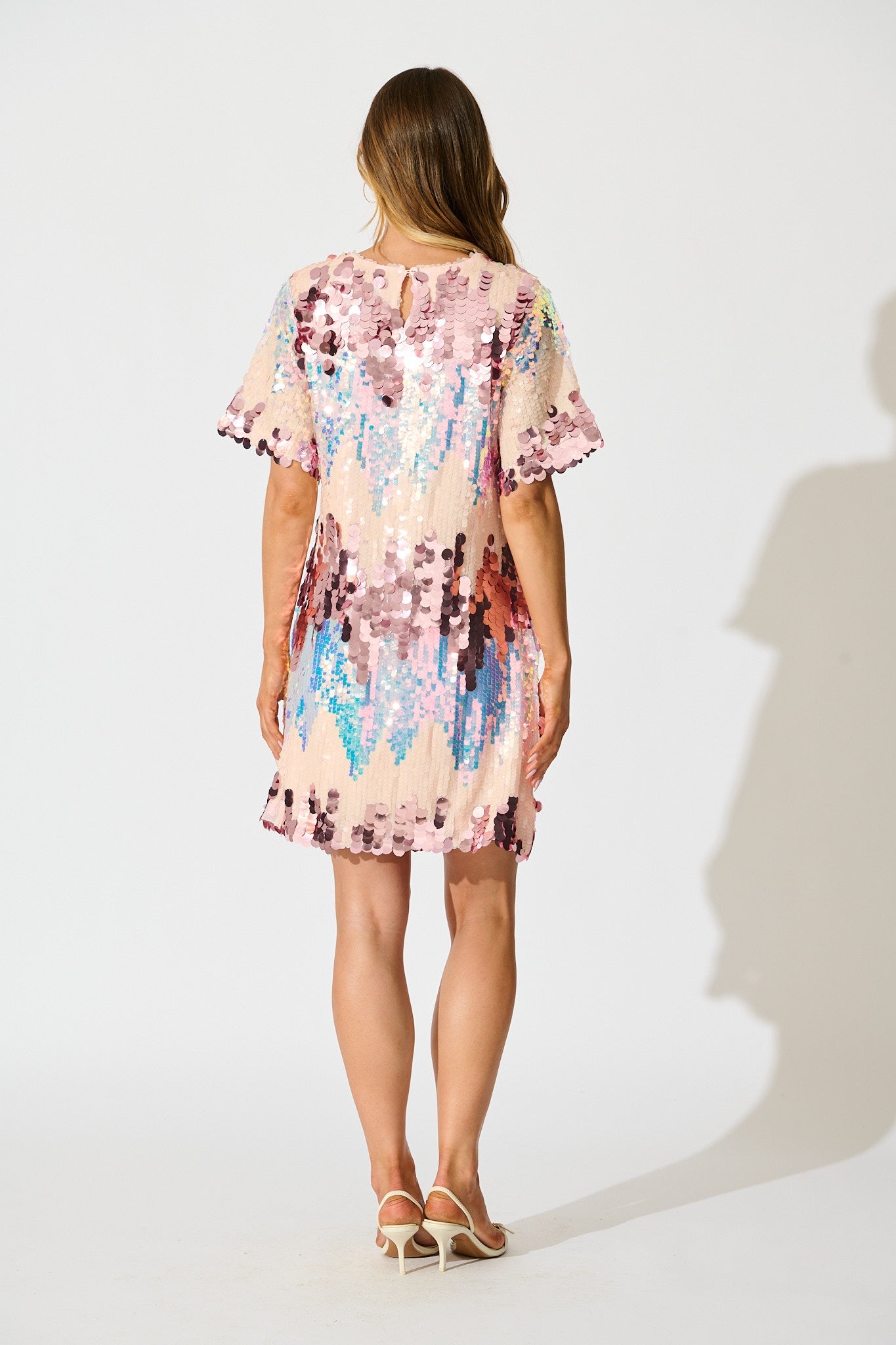 Glitter Siren Dress in Pink Multi Sequin