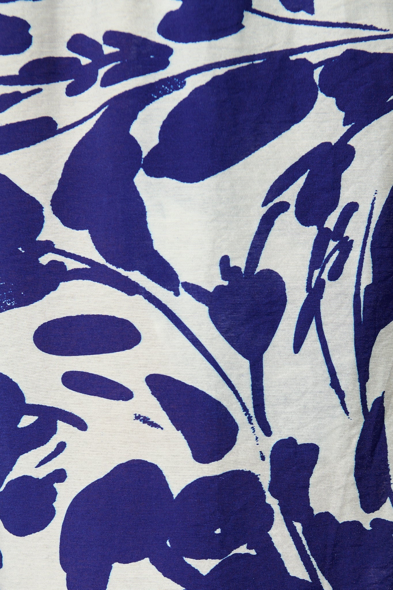 Gala Pant in White and Navy Print Linen Blend