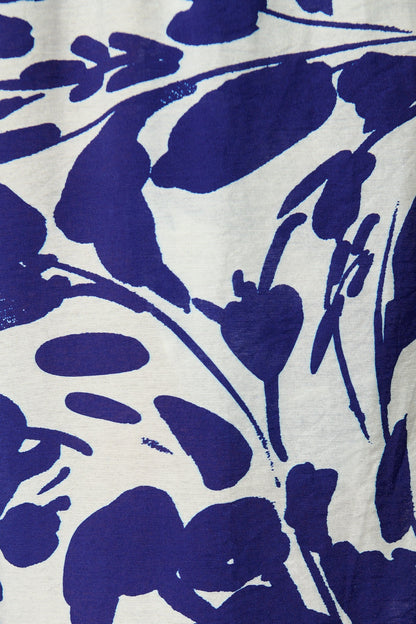 Gala Pant in White and Navy Print Linen Blend