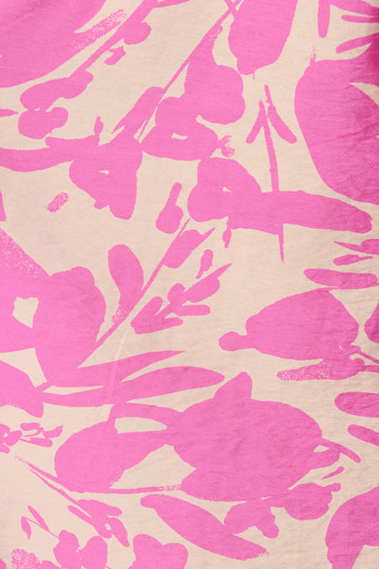 Hartlee Midi Shirt Dress in Cream and Pink Print Linen Blend