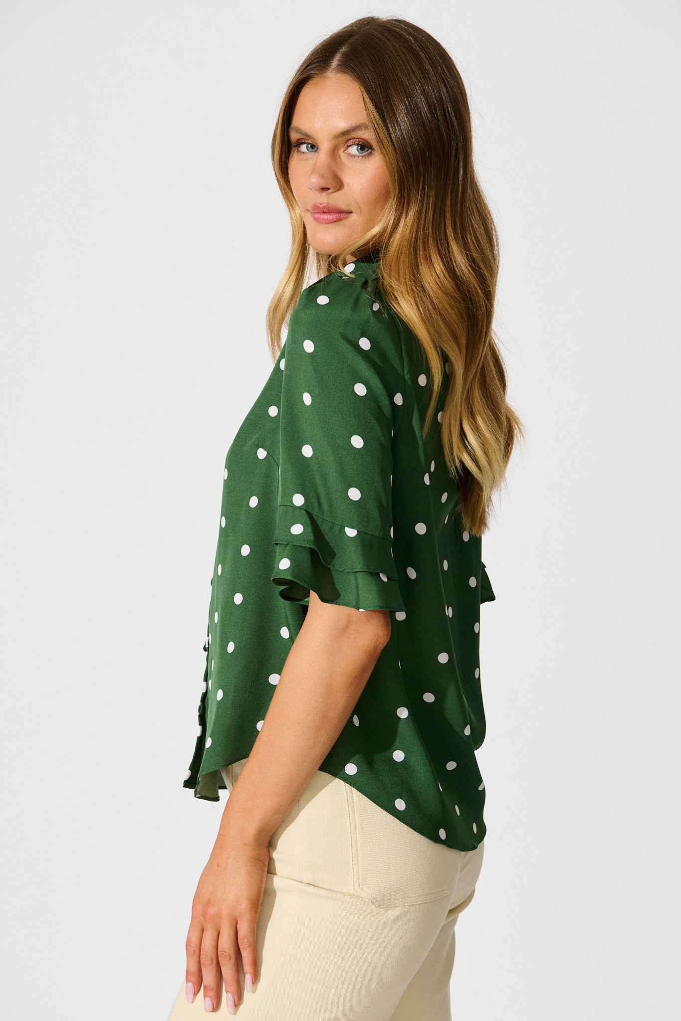 Perfectly Placed Shirt in Emerald with White Spot