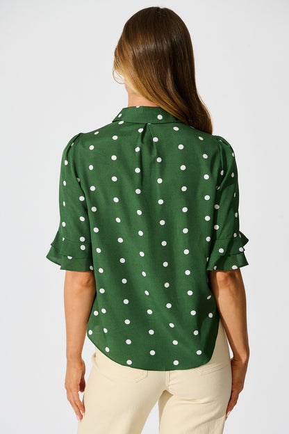 Perfectly Placed Shirt in Emerald with White Spot