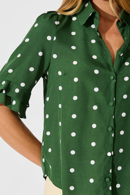 Perfectly Placed Shirt in Emerald with White Spot