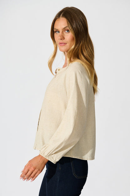 Island Whisperer Top in Oatmeal Linen Blend