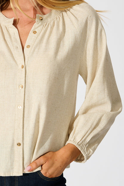 Island Whisperer Top in Oatmeal Linen Blend