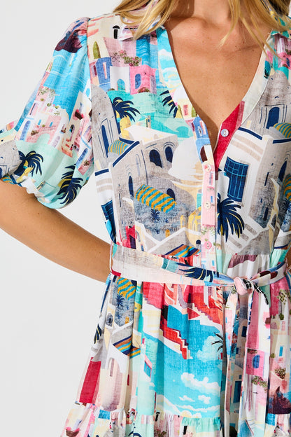 Mediterranean Muse Dress in Multi Print