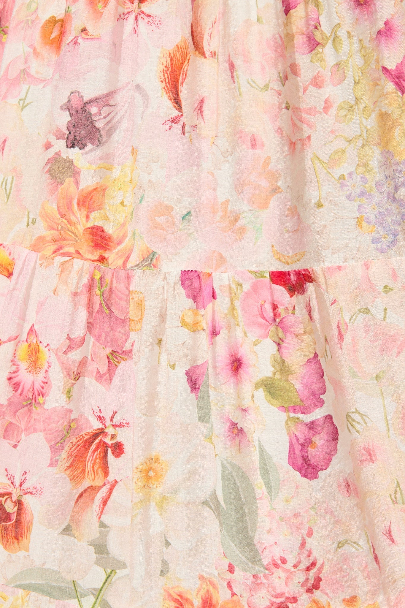 Pastel Symphony Maxi Dress in White with Multi Blush Floral