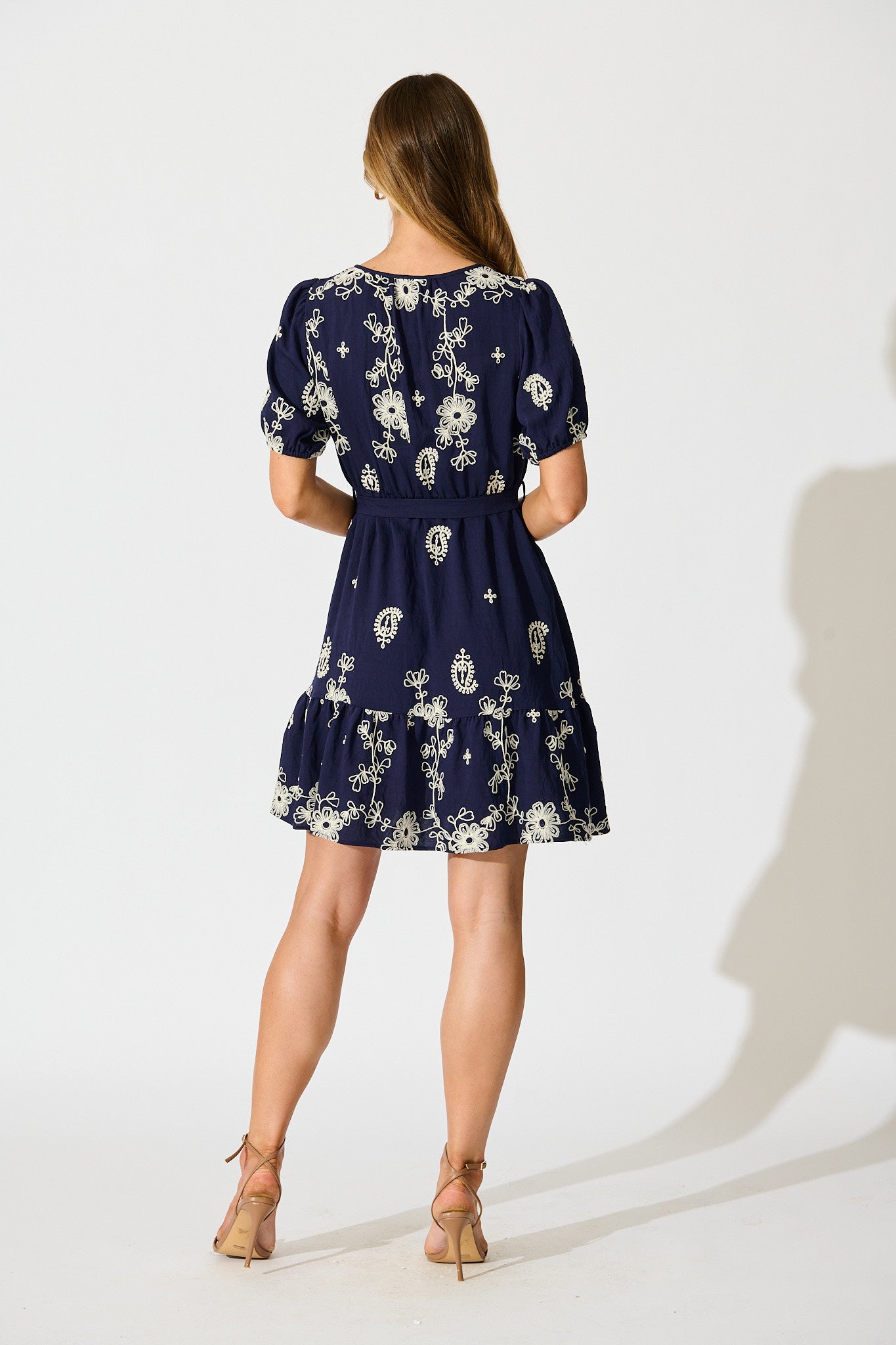 Tainted Love Dress in Navy with Cream Embroidery