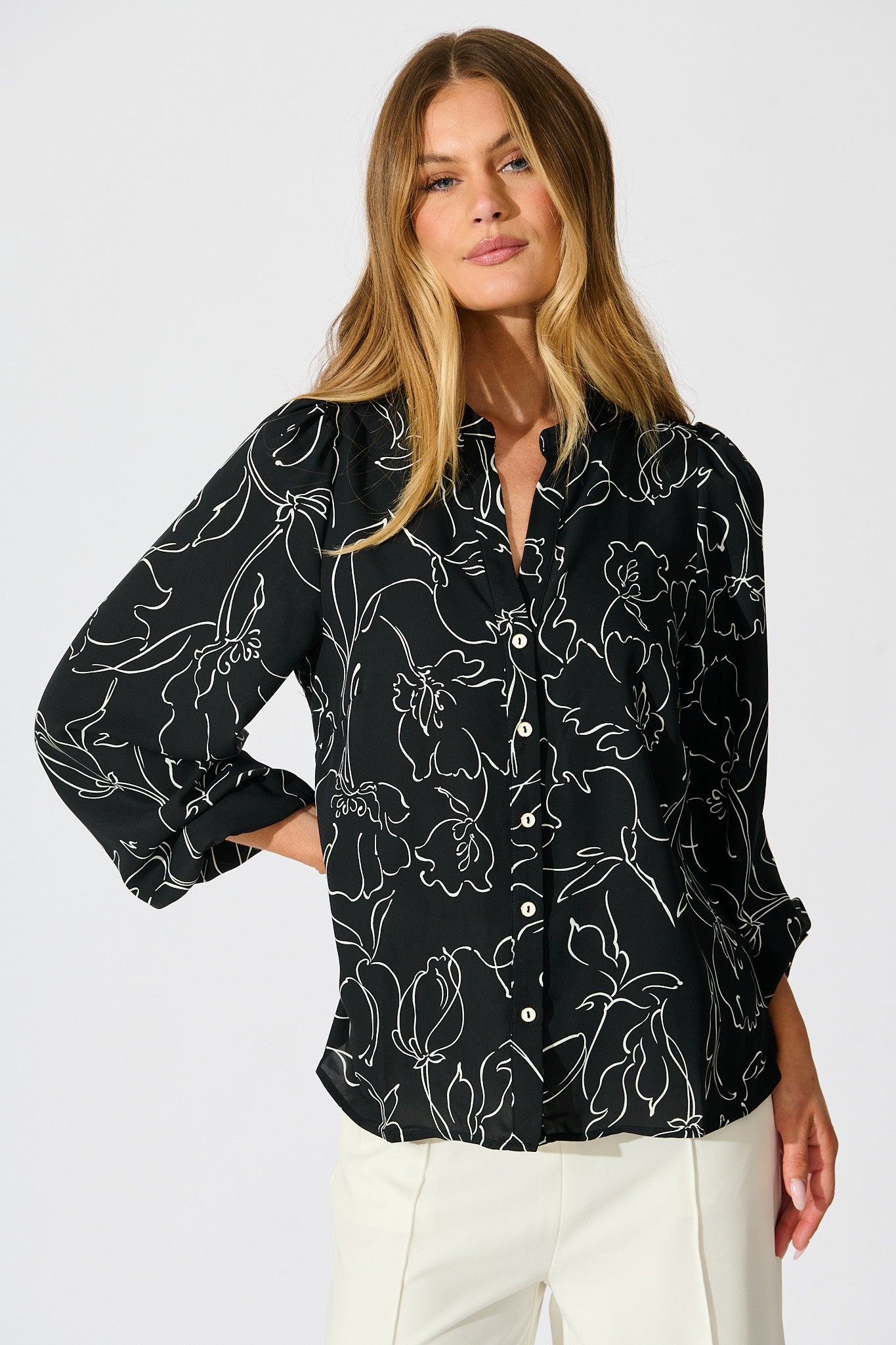 Fortune Top in Black and White Print