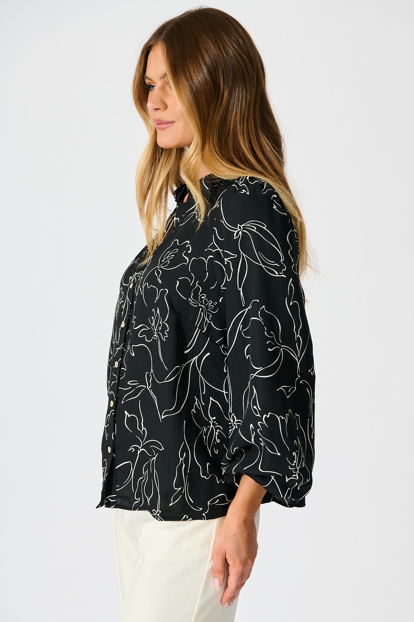 Fortune Top in Black and White Print