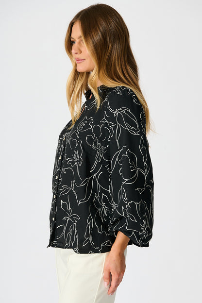 Fortune Top in Black and White Print