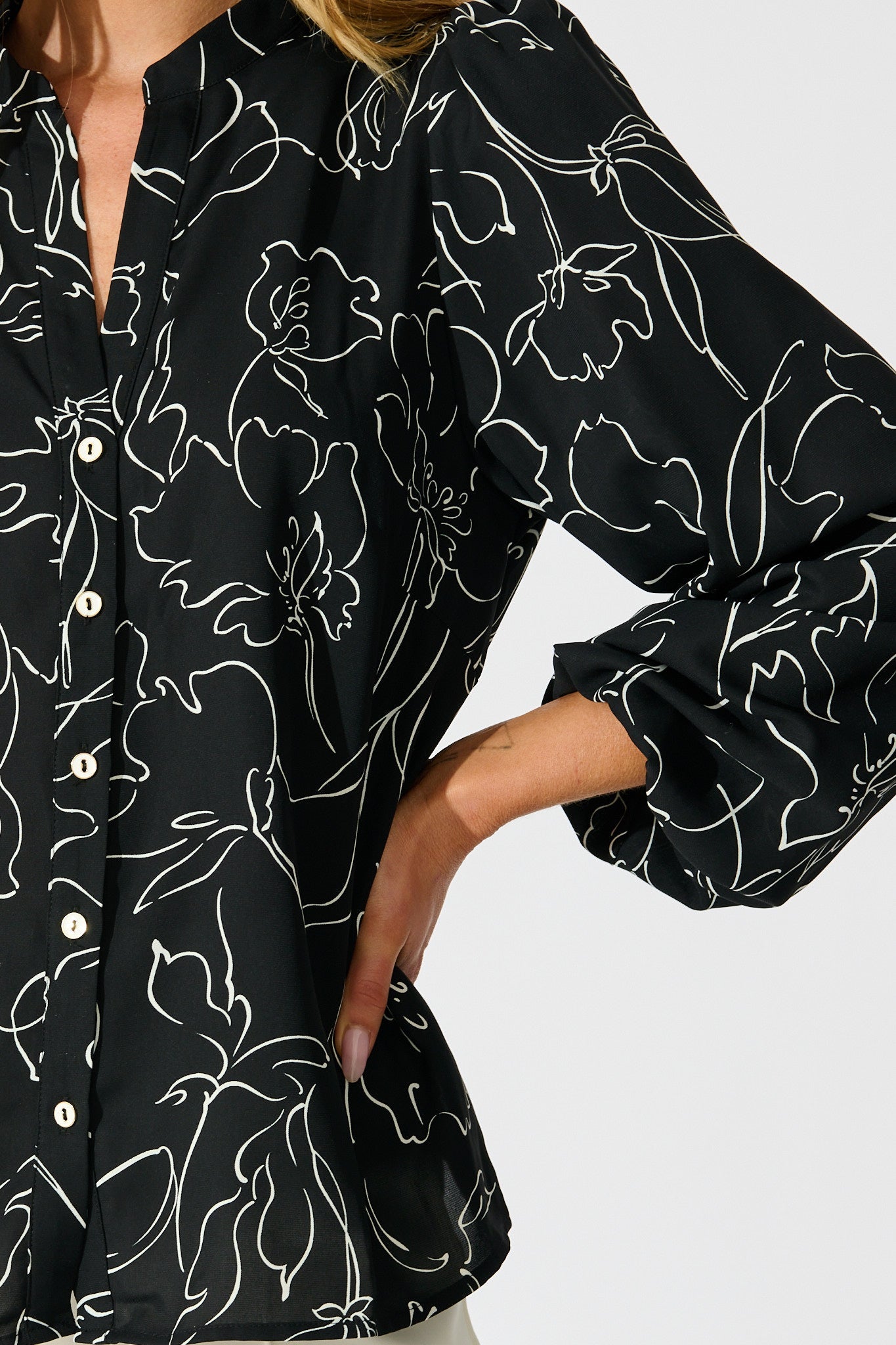 Fortune Top in Black and White Print