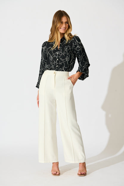 Fortune Top in Black and White Print