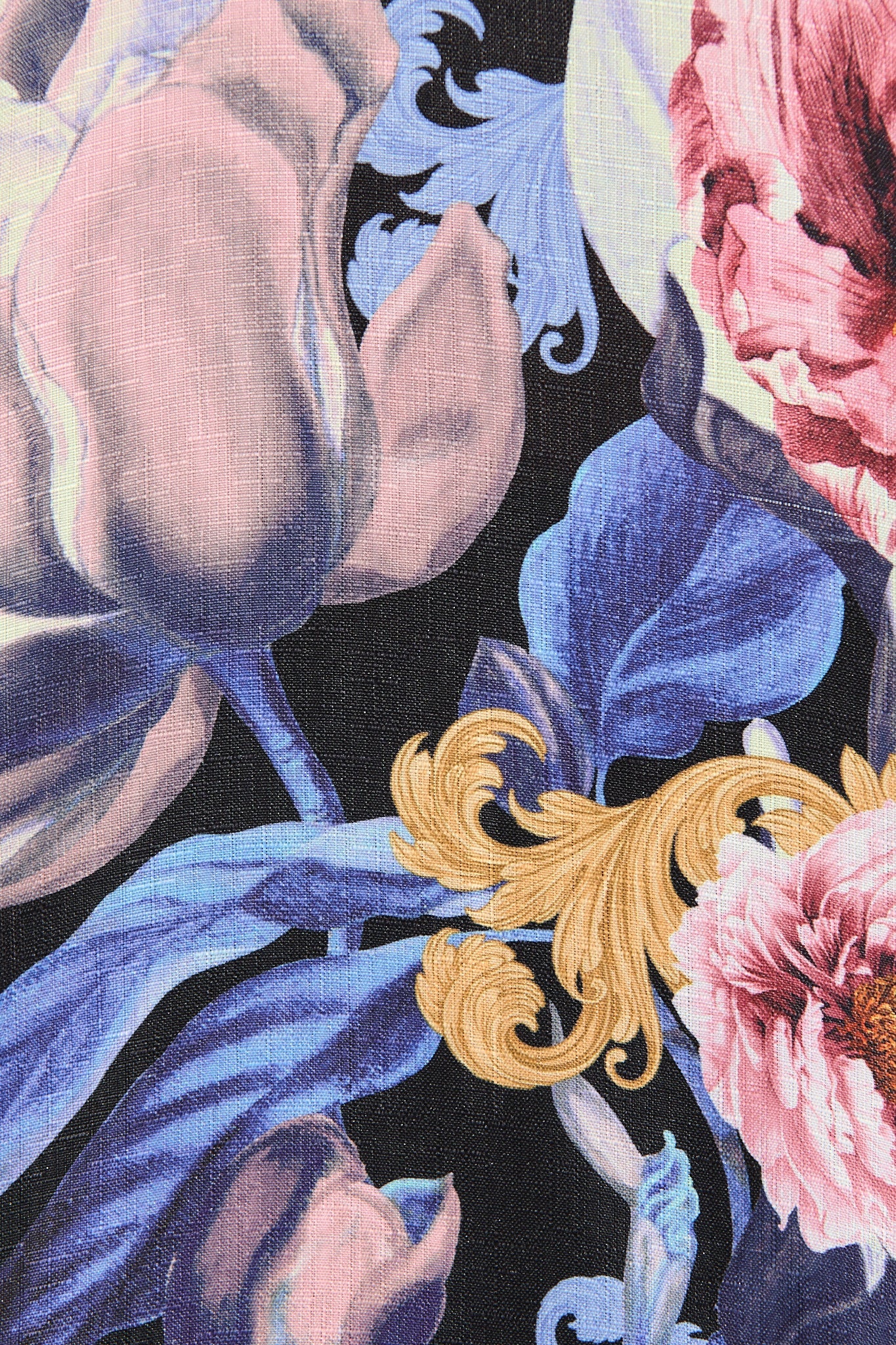 Whimsical Shirt in Multi Blue Floral Linen Blend