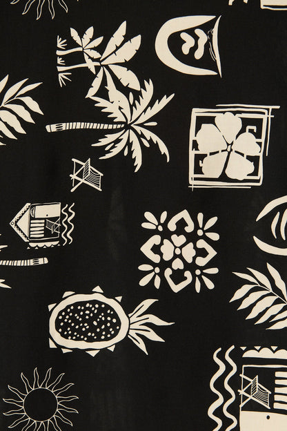 Yetta Maxi Sundress In Black Palm Print