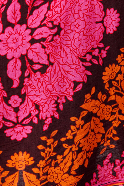 Risa Shirt Dress In Pink And Orange Floral Linen Blend