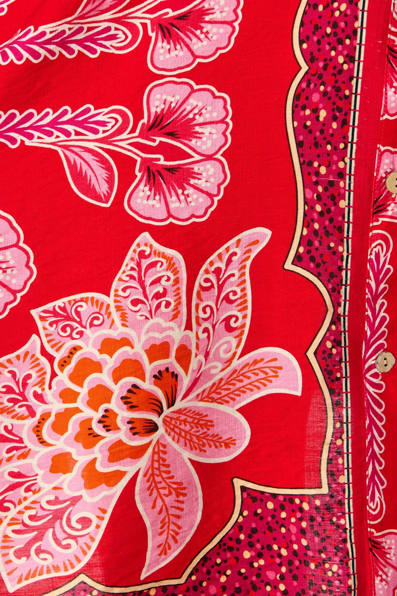 Risa Shirt Dress In Red Flower Linen Blend