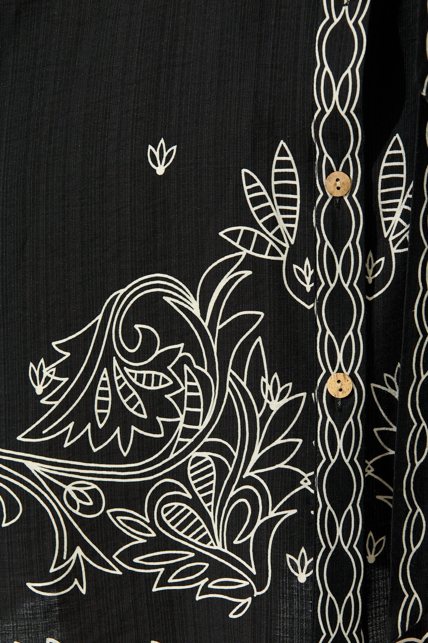 Aveline Shirt Dress In Black Print Linen Blend