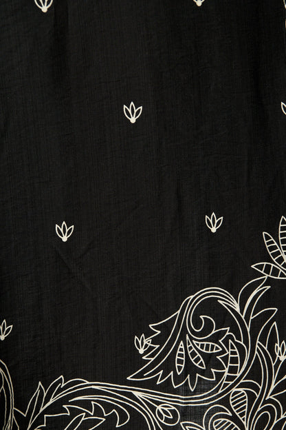 Aurelina Maxi Shirt Dress In Black Print Linen Blend