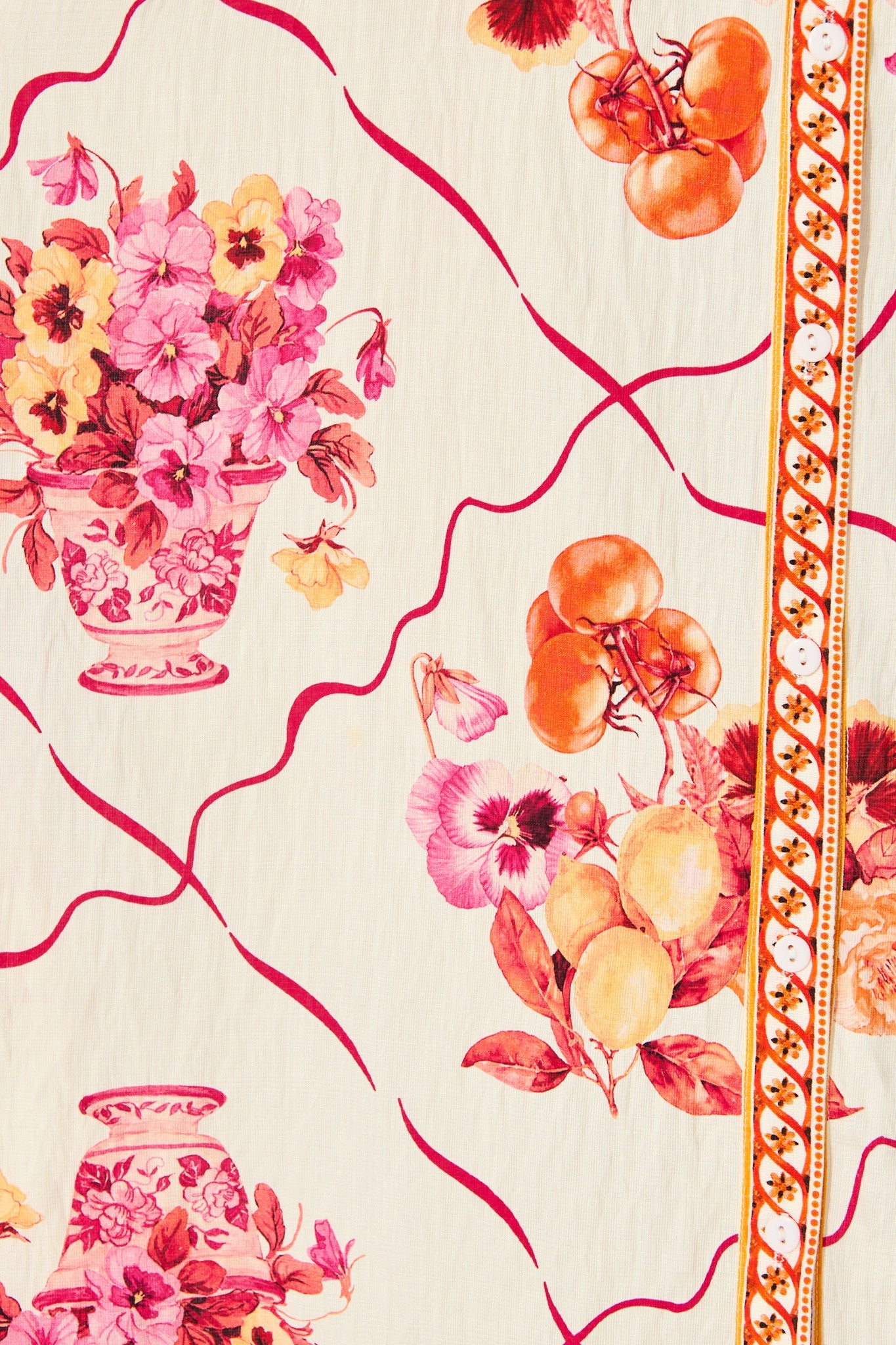 Callidora Maxi Shirt Dress In Pink Floral Print Linen Blend