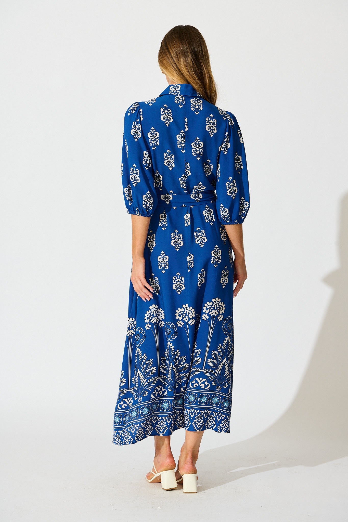 Coco Maxi Shirt Dress In Blue Print