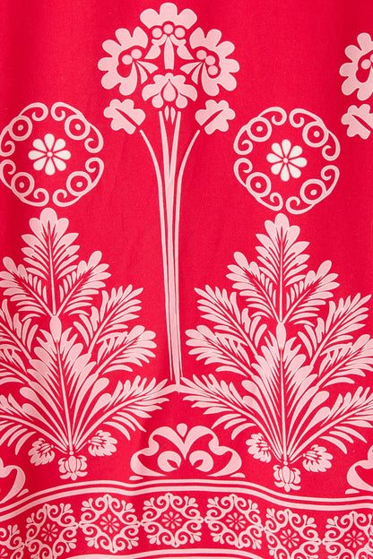 Coco Maxi Shirt Dress In Red and Pink Print