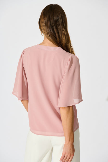 Refined Rhythm Top in Dusty Pink Chiffon