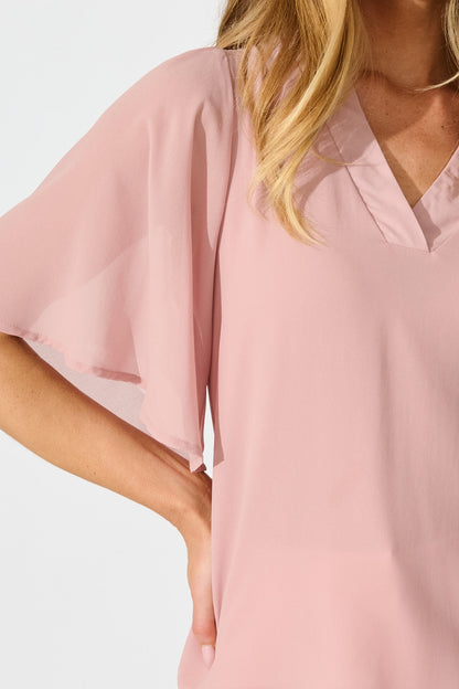 Refined Rhythm Top in Dusty Pink Chiffon