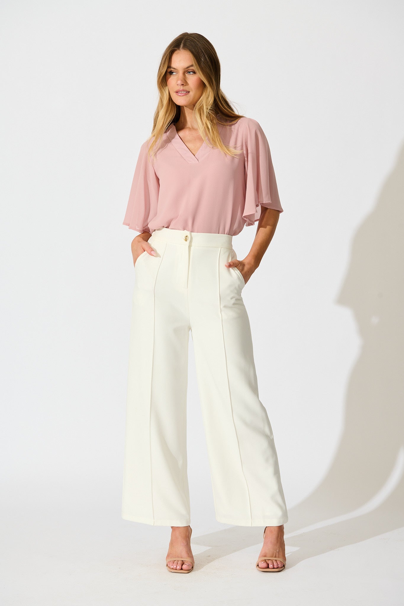 Refined Rhythm Top in Dusty Pink Chiffon