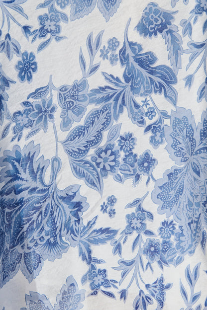 Roseabelle Midi Dress in Blue Leaf Print