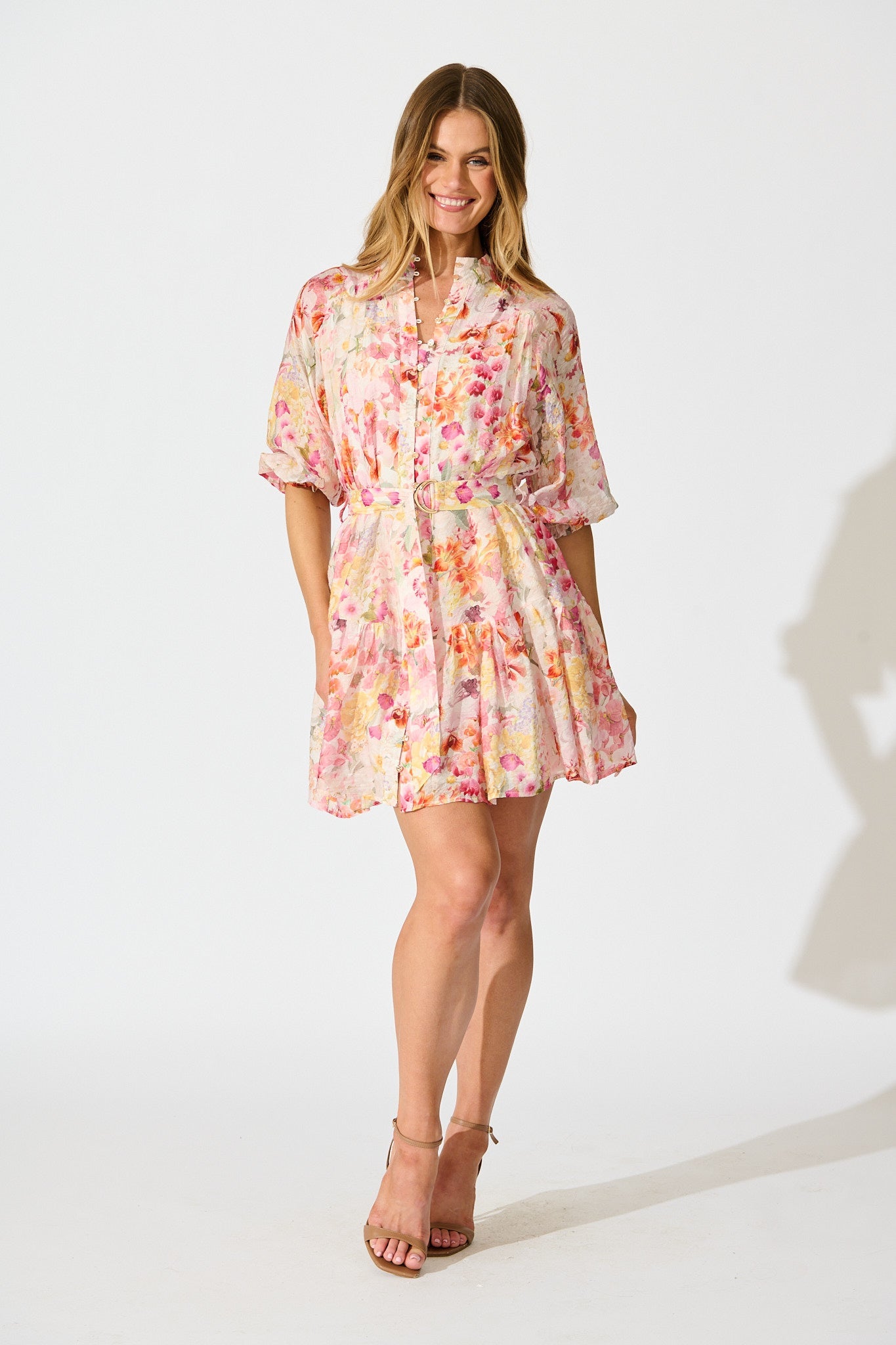 Blush Botanica Dress in White with Multi Blush Floral