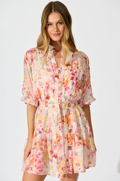 Blush Botanica Dress in White with Multi Blush Floral