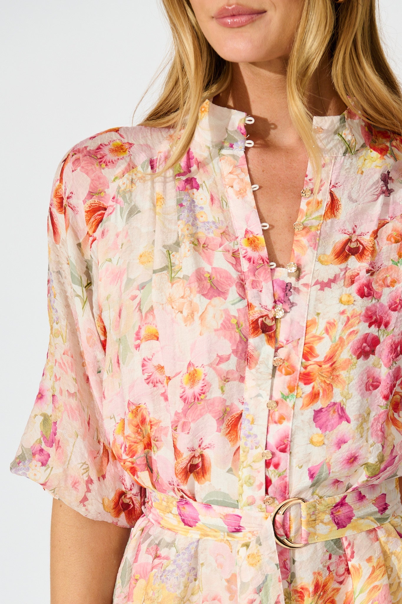 Blush Botanica Dress in White with Multi Blush Floral