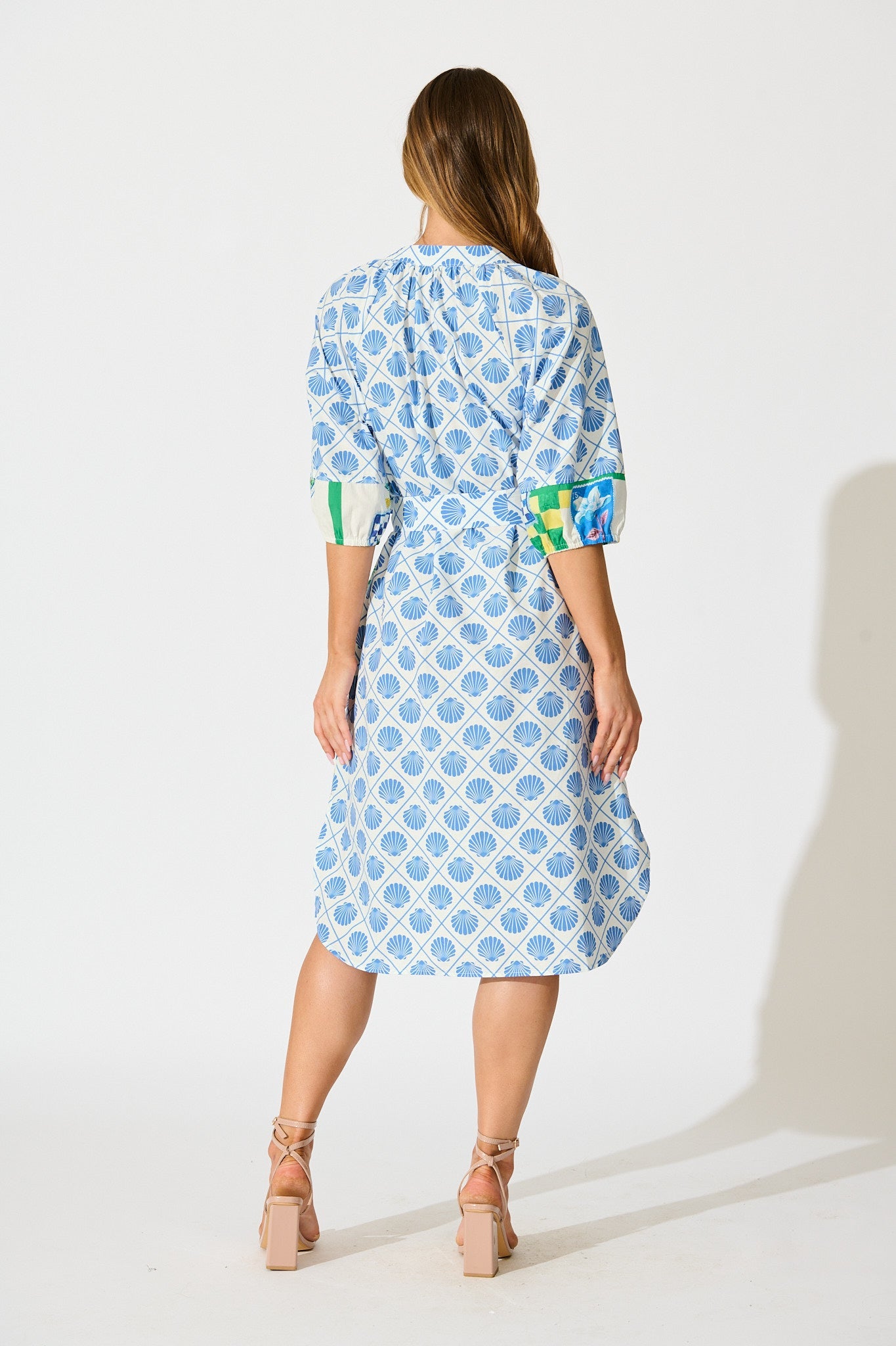 Limoncello Dreams Midi Dress in White Multi Lemon Cotton