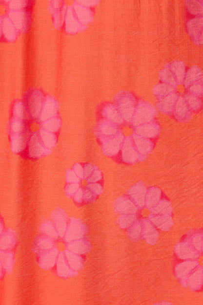 Yetta Maxi Dress In Coral Flower Print