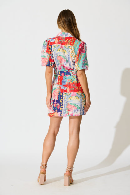 Casa Rose Shirt Dress in Multi Resort Linen Blend