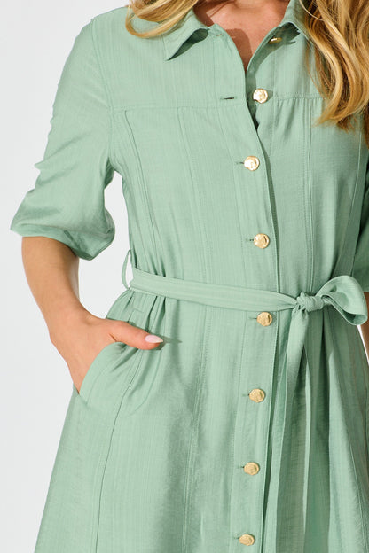 Deriana Shirt Dress in Sage