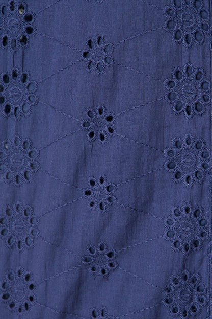 Krizza Top In Navy Embroidered Cotton