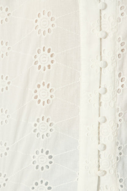 Krizza Top In White Embroidered Cotton