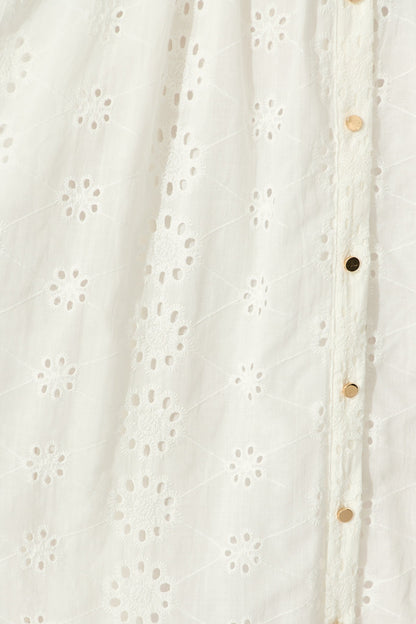 Ayla Midi Shirt Dress In White Embroidered Cotton